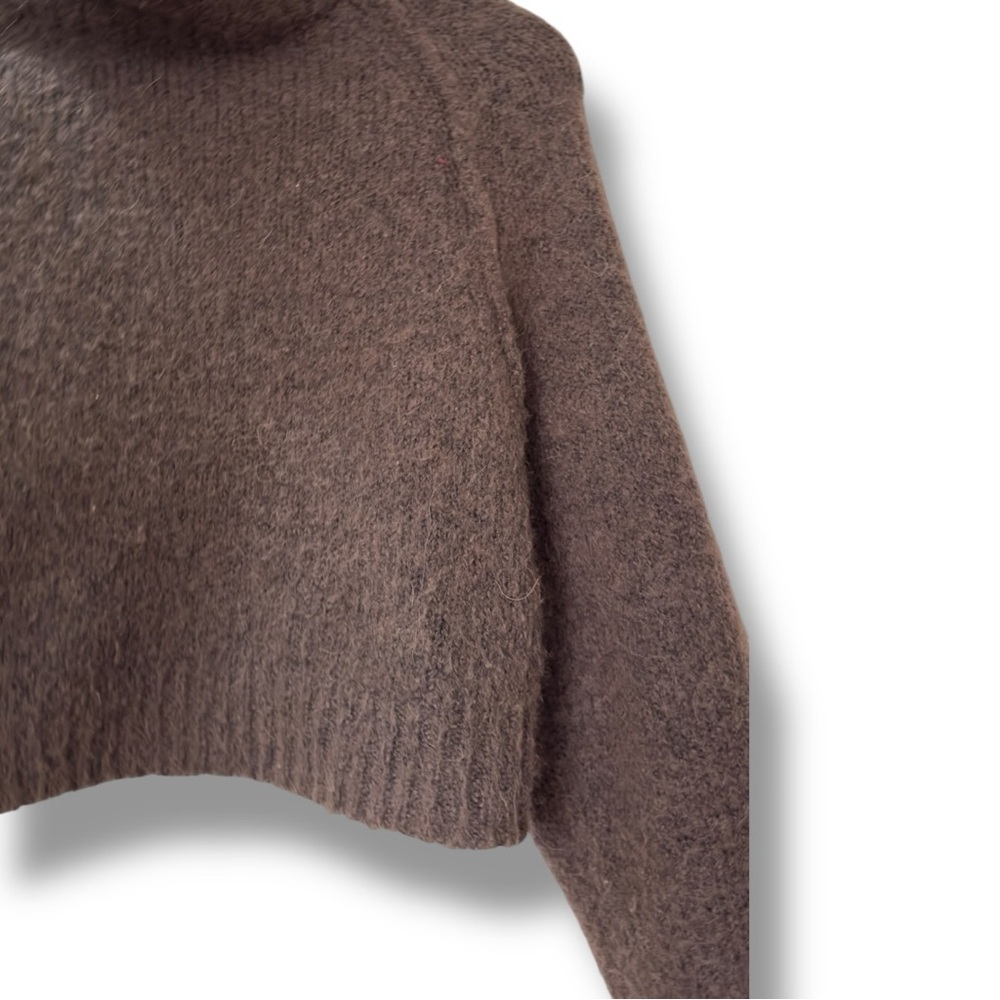 ZARA | EUC Wool Blend Soft Brown Cropped Turtleneck Sweater (size S) - Picture 6 of 12